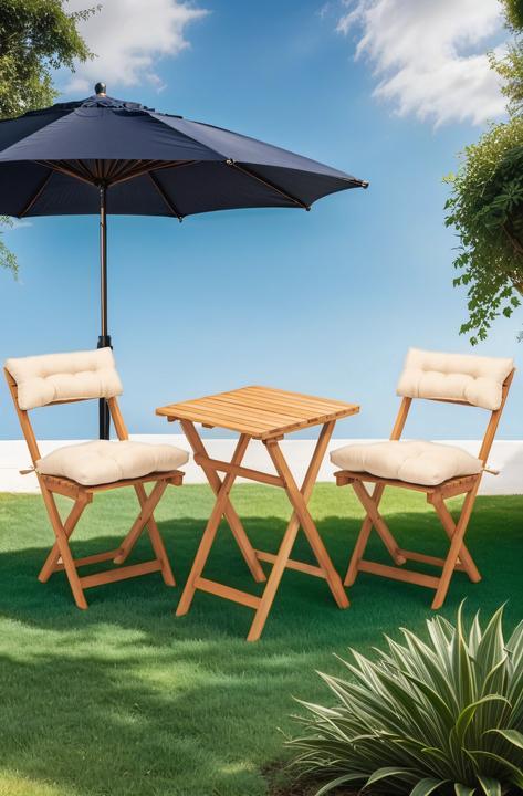 Actual product image Kalune Design Folding Garden Table Two Chairs Set