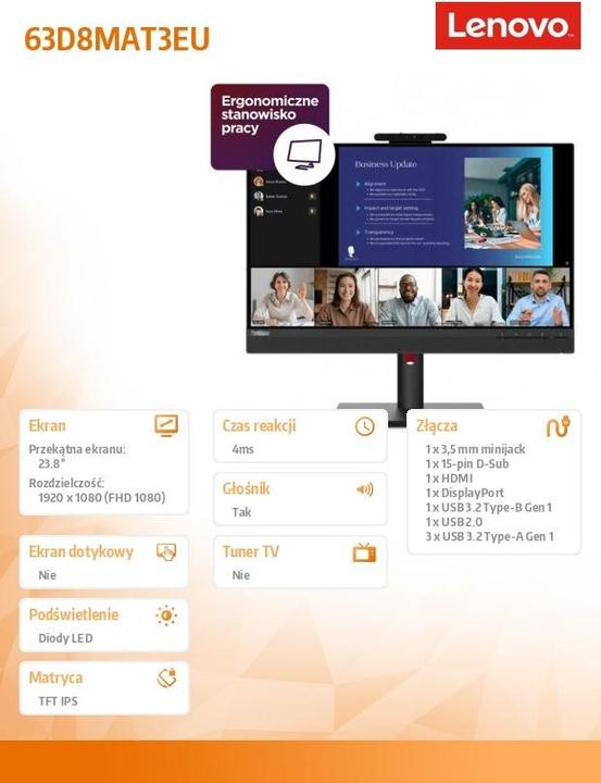 Produktbild Lenovo ThinkVision T24v-30 (1920 x 1080 Pixel, 23.80")