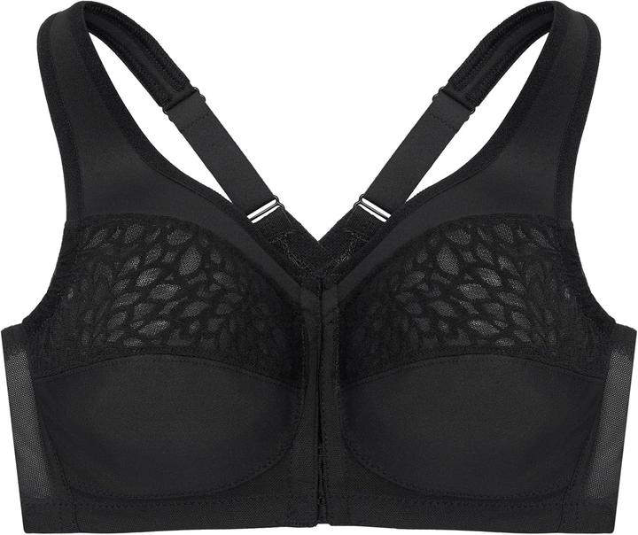 Glamorise MagicLift Voorsluiting Racerback Draadloze BH 1206 (Dames & Vrouwen Plus), Zwart, 90J (Une unité par pack, 90 J)