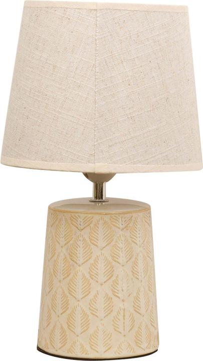 Actual product image Hestia Leaf Print Table Lamp with Beige Linen Shade *(8/6)* (E27)