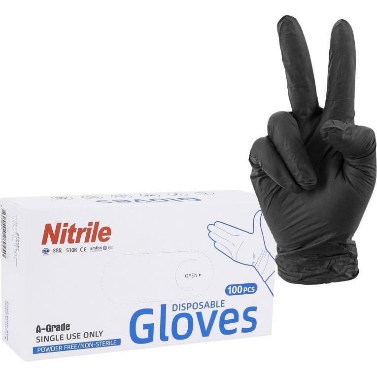 P2R, Schutzhandschuhe, Einweg-Nitrilhandschuhe schwarz für die Werkstatt (XL)