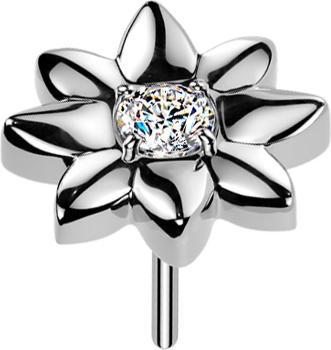 Produktbild Star Piercing Threadless Blume silber mittig Kristall silber (ohne Messing, Titan)