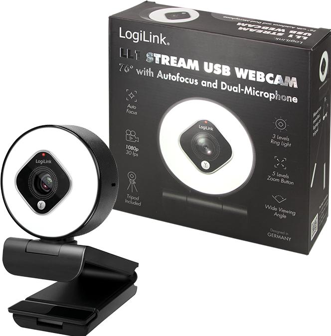 Actual product image LogiLink UA0384 Webcam LL1 Stream, USB 2.0, HD 1920x1080, 76 degree, black (2.10 Mpx)