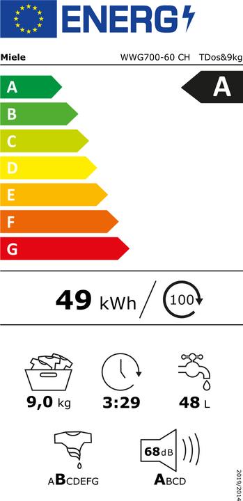 Energy Label Miele WWG 700-60 CH Warmwater (9 kg, Right)