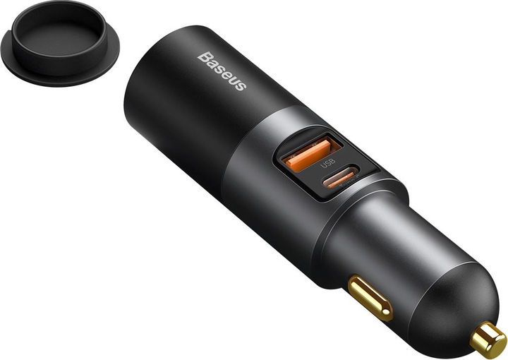Image du produit Baseus Share Together Fast Charge Car Charger with Cigarette Lighter Expansion Port, USB + USB-C 120