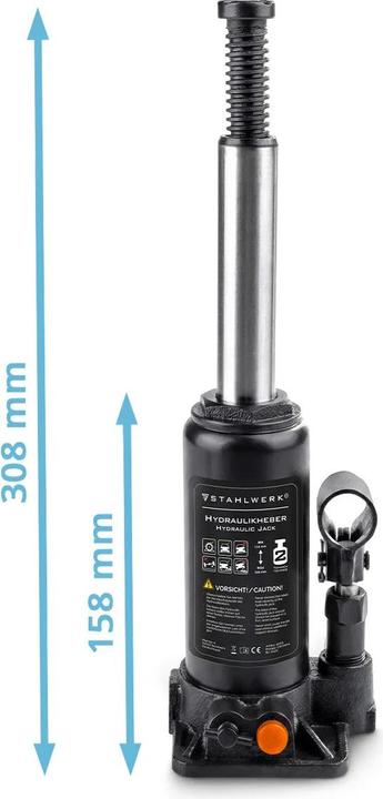 Produktbild Stahlwerk Hydraulikheber 2 Tonnen Hubkraft 158-308 mm Stempelwagenheber Autoheber Wagenheber