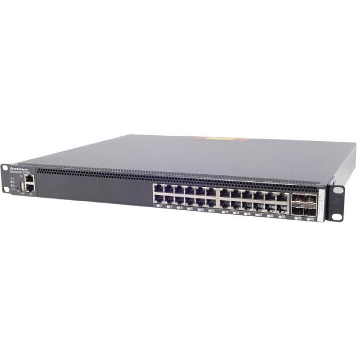 Lenovo rackswitch G7028 (Rear to Front) (24 Ports), Netzwerk Switch, Schwarz