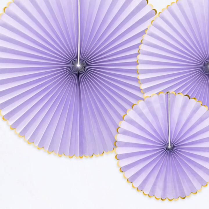 Actual product image Partydeco Fan decorations in purple and gold (3 pcs.)