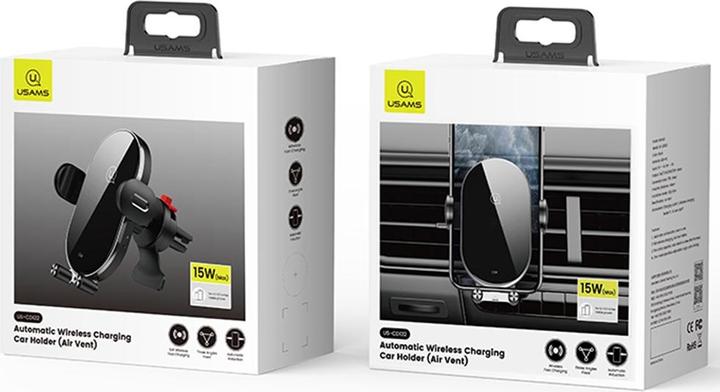 Actual product image Usams Uchwyt indukcyjny US-CD131 15W Automatic do szyby/na deskę rozdz. czarny/black CD131ZJ01