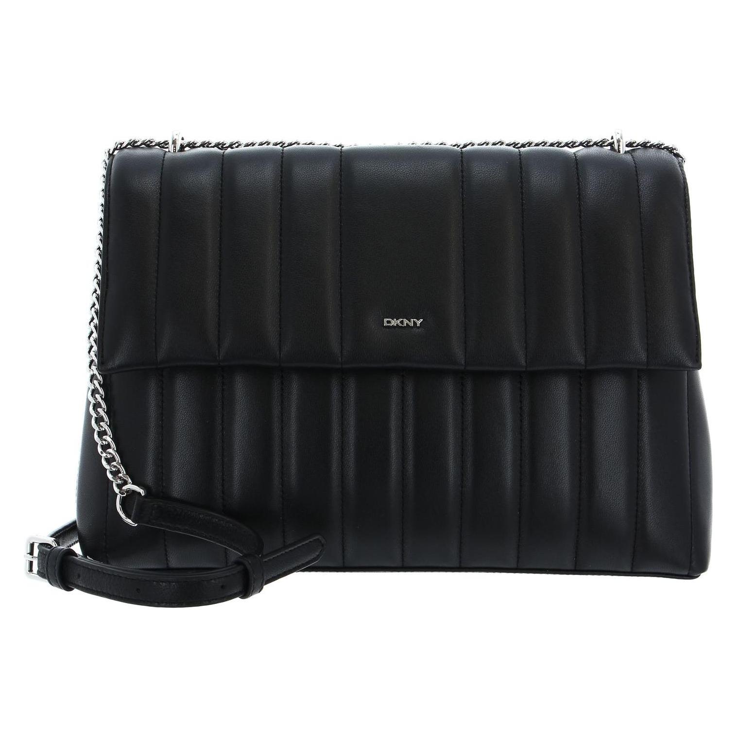 Dkny, Damen, Handtasche, Seva Logo Flap Shoulder Bag, Schwarz