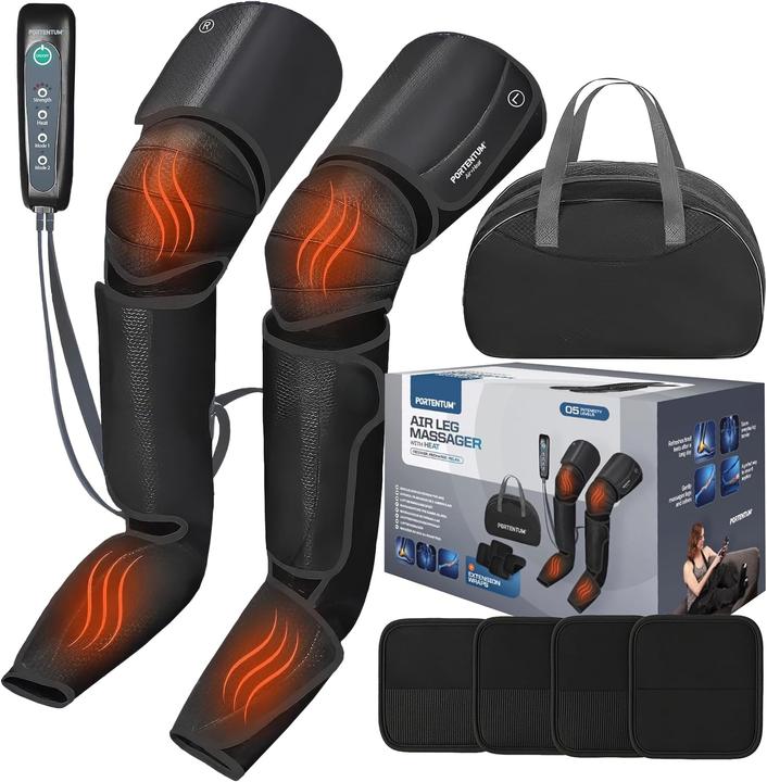 Portentum Beinstimulatoren mit einstellbarer Wärme und Vibration, 5 Kompressionsstufen, Fernbedienung