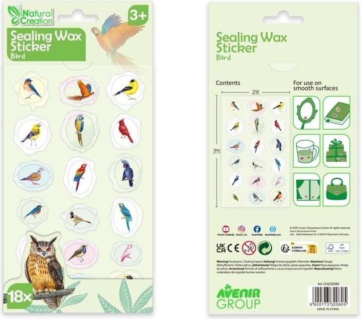 Avenir Wachsaufkleber - Vögel (18 Sticker)