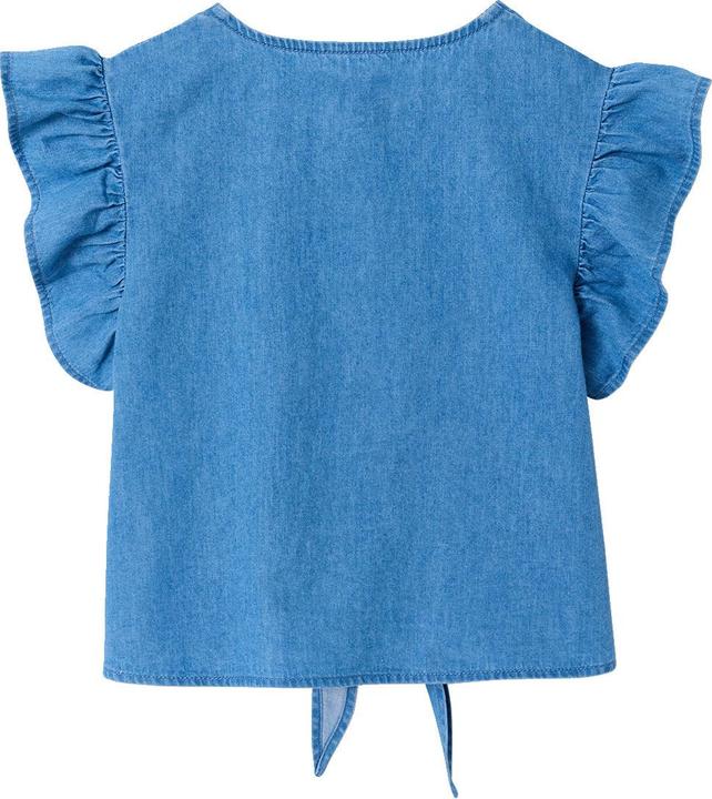 Immagine prodotto Vertbaudet Mädchen Jeansbluse zum Binden mit Volantärmeln (128)