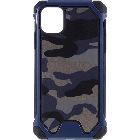 MU Style Schockresistentes Hardcase mit Tarnmuster (Apple iPhone 11 Pro), Smartphone Hülle, Blau