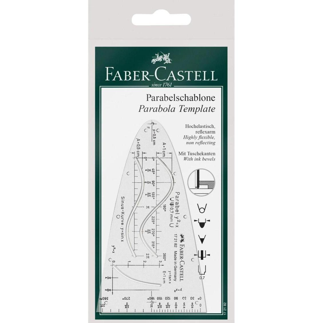 Faber-Castell, Lineal, Schablone Parabelschablone, Schützhülle (124 mm)