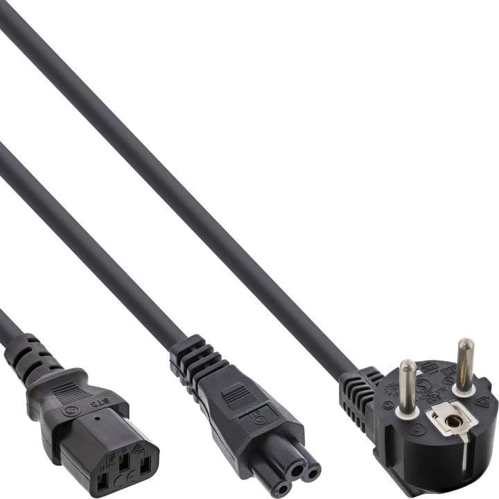 Produktbild InLine Netz-Y-Kabel 1x Schukostecker auf Kaltgeraete- und Notebookstecker 2m (2 m)