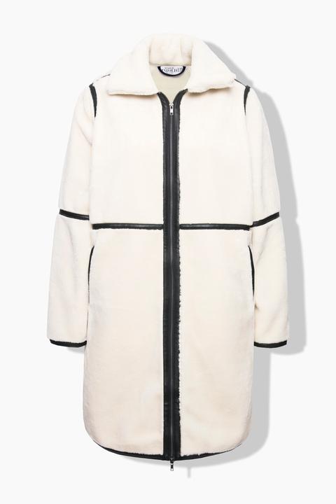Actual product image Studio Untold Teddy Fleece Faux Leather Piped Zip Front Jacket (42, 44)