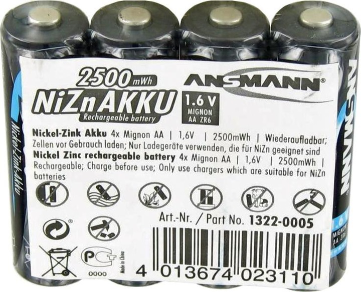 Actual product image Ansmann NiZN battery (4 pcs., AA, 1500 mAh)
