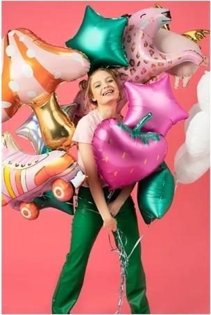Actual product image Partydeco Foil Balloon Star Pink Shiny (1 x)