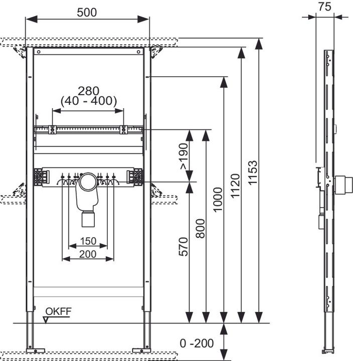 Produktbild TECE TECEprofil Waschtischmodul 1120 mm mit UP-Geruchsverschlu 9310004