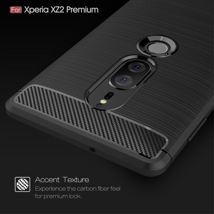 Produktbild König Design Hülle Handy Schutz für Sony Xperia XZ2 Premium Case Cover Bumper Carbon Blau (Sony Xperia XZ2 Premium)