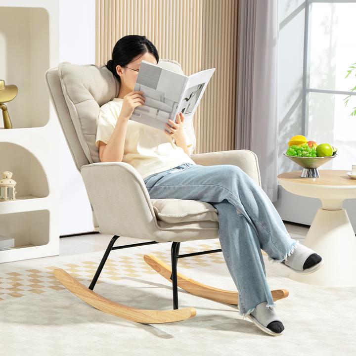 Immagine prodotto Homcom Schaukelstuhl Polyester, Schaumstoff Beige