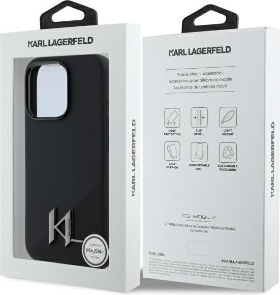 Produktbild Karl Lagerfeld KLHMP16LSCMKMPCK iPhone 16 Pro 6.3" czarny/black hardcase Silicone Shadow Metal Initi (Apple iPhone 16 Pro)