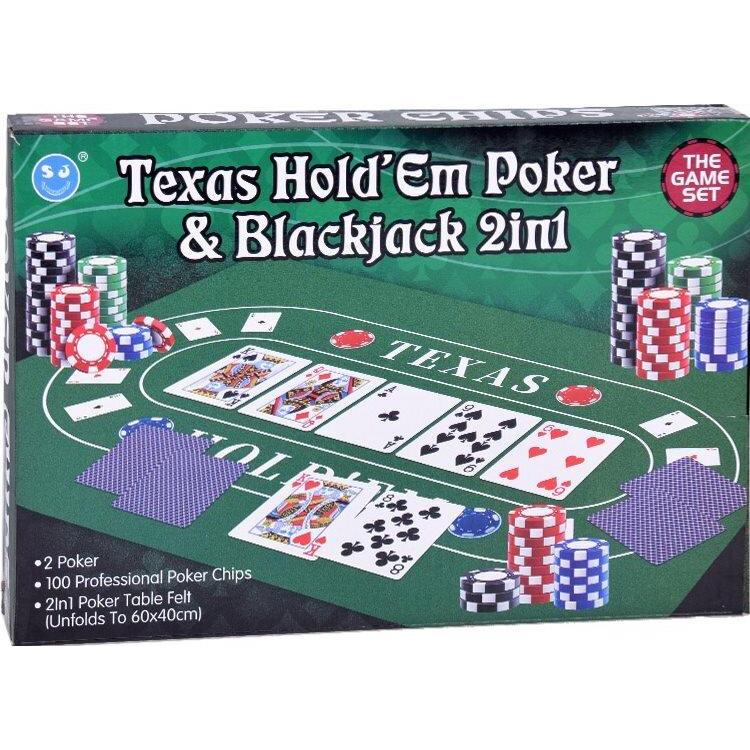 Jokomisiada Zestaw Gra karciana 2w1 Poker i BlackJack Żetony + karty + plansza GR0706