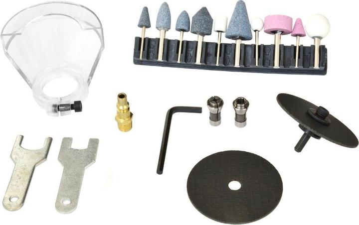 Produktbild GEKO Druckluft-Geradschleifer mit Zubehör, 3 oder 6mm, 1/4, 18000/min (Geradschleifer)