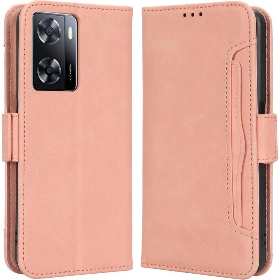 Cover-Discount OPPO A57s - Etui mit vielen Kartenfächer rosa (Oppo A57s), Smartphone Hülle, Rosa