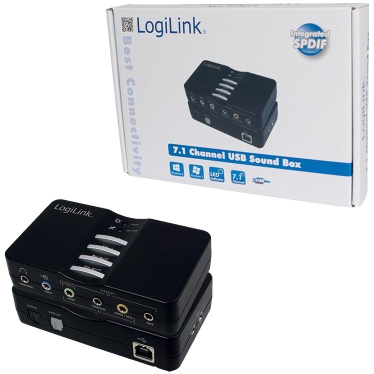 LogiLink Sound Box 7.1 (USB 2.0), Soundkarte, Schwarz