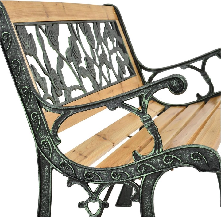 Actual product image Hauptner Cast Iron Garden Bench (2-seater) with Rose Pattern