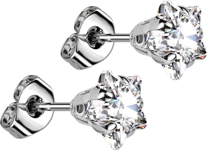 Immagine prodotto Hollywood Body Jewelry Orecchini a perno in argento con stella di cristallo in argento (senza ottone, Acciaio chirurgico 316L)