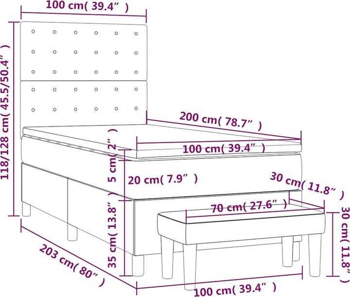 Produktbild vidaXL Boxspringbett (100 x 200 cm)