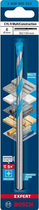 Immagine prodotto Bosch Professional Zubehör Trapano multi-costruzione EXPERT CYL-9, 8 x 90 x 150 mm (8 millimetri)