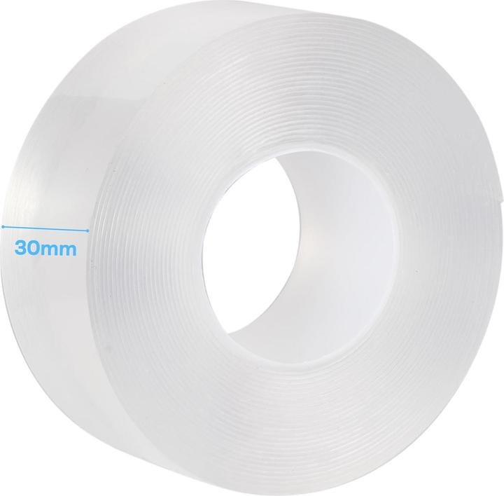 Actual product image Ideoon 2er-Set Doppelseitiges Nano-Klebeband Transparent (5m x 30mm): Starke 110g/cm² Haltekraft (30 mm)