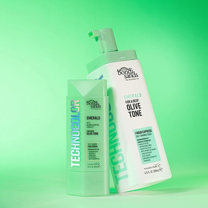 Actual product image Bondi Sands Technocolor Emerald Self-Tanning Face Serum Easy Application Streak Free Tan Enriched wi (Self tanning serum, 50 ml)
