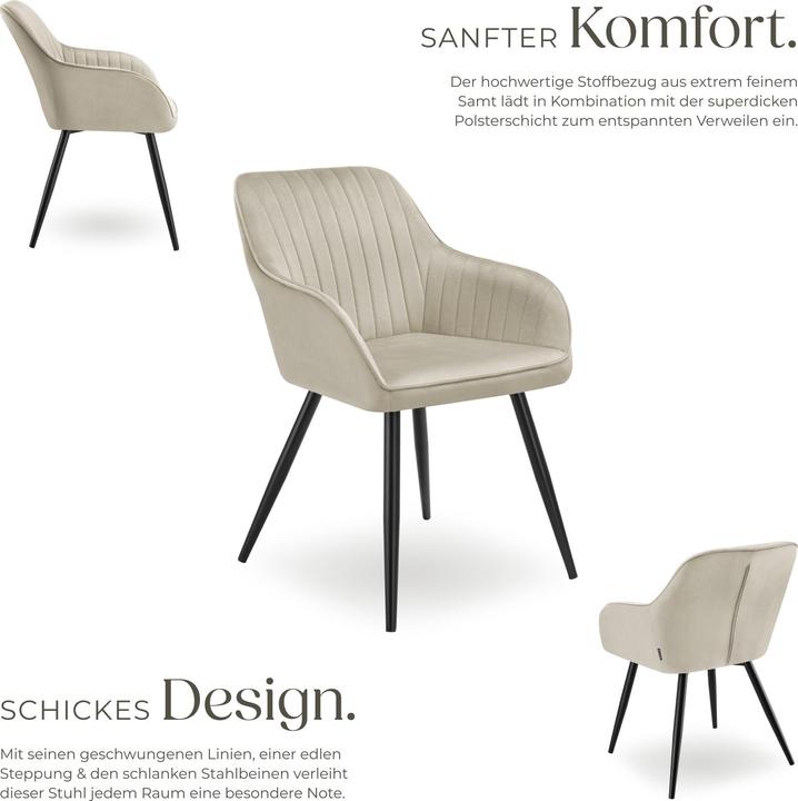 Actual product image tectake Chair Marilyn, Velvet look, quilted