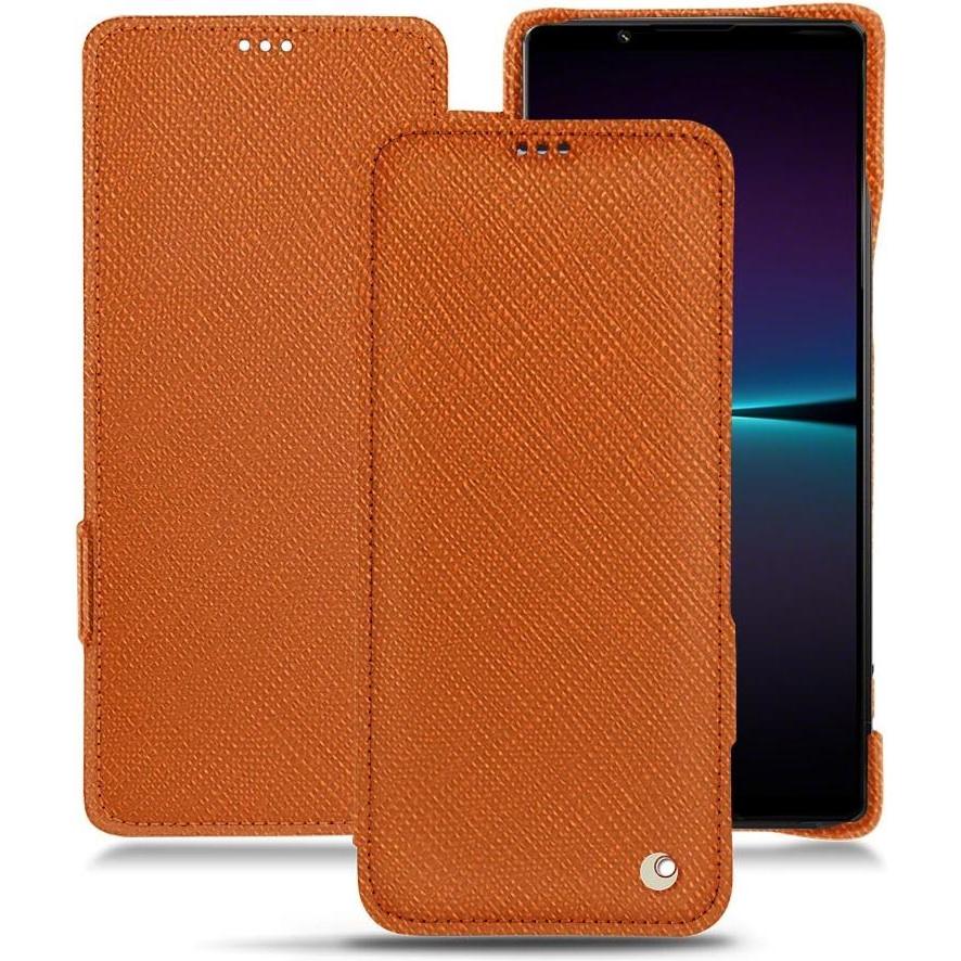 Noreve Lederschutzhülle horizontal (Sony Xperia 1 IV), Smartphone Hülle, Orange
