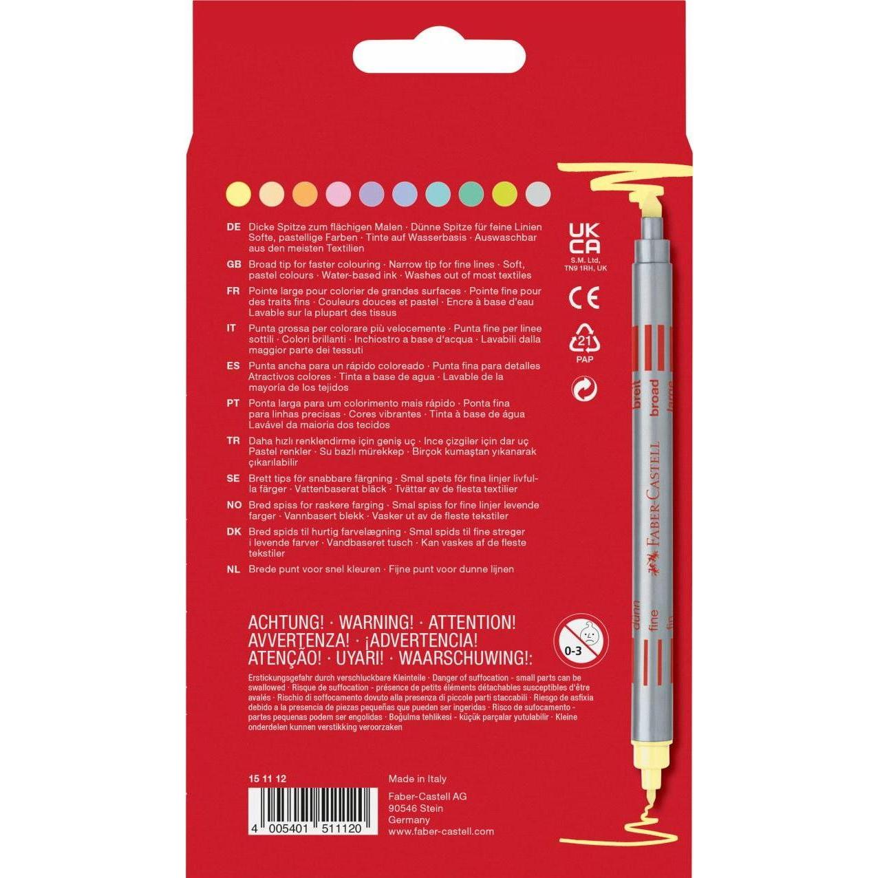 Thumbnail - Faber-Castell, Malstifte, Doppelfasermaler Pastell (Mehrfarbig, 10 x)