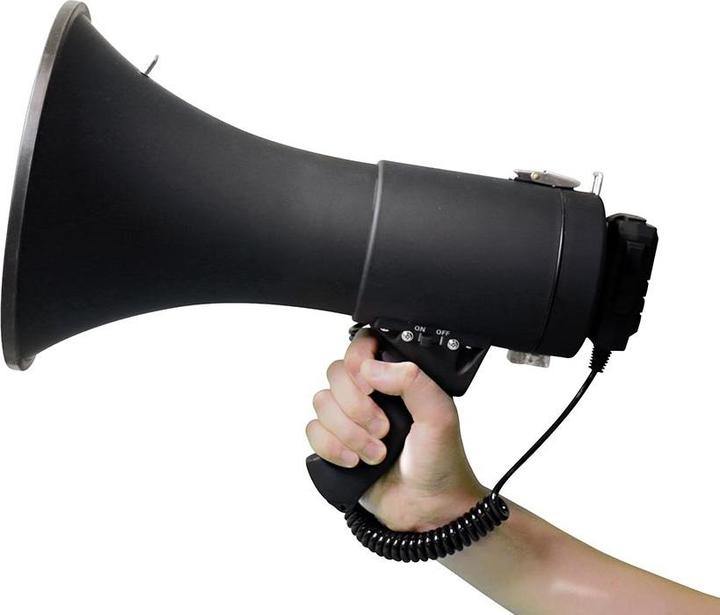 Actual product image Velleman Powerful megaphone with 50 W, built-in siren, recording function, volume control, Blueto (Megaphone)