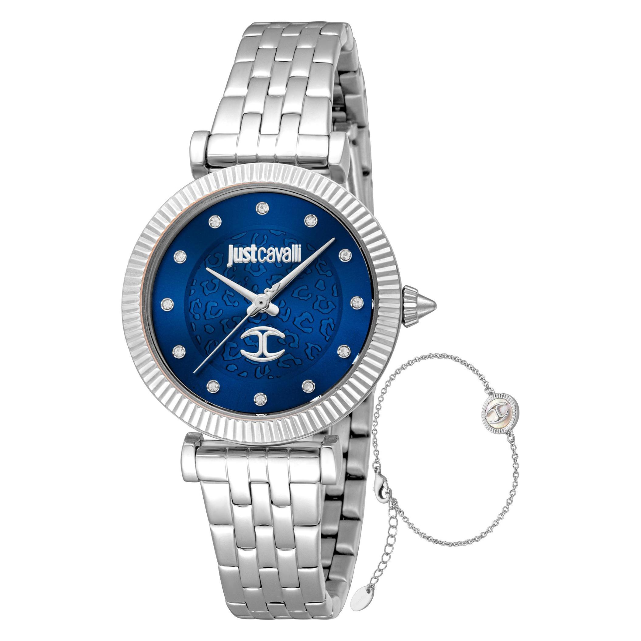 Just Cavalli, Armbanduhr, Set Unleashed - JC1L266M0015, Silber, (Analoguhr, 32 mm)