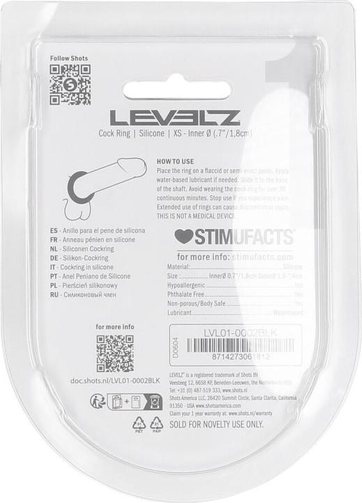 Valori nutrizionali e ingredienti Shots Solid Silicone Cockring - XS - Black (4 cm)