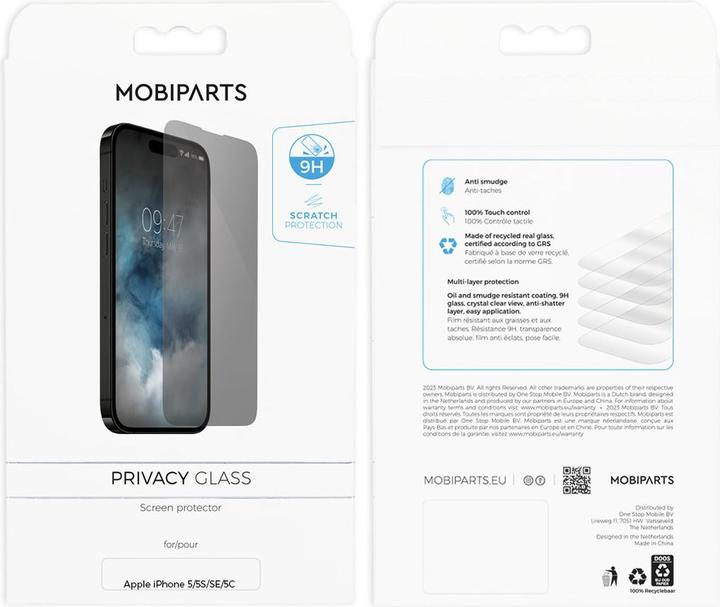 Actual product image Mobiparts Privacy Glass Apple iPhone 5/5S/SE/5C (1 Piece, Apple iPhone 5, Apple iPhone SE, Apple iPhone 5s, Apple iPhone 5c)