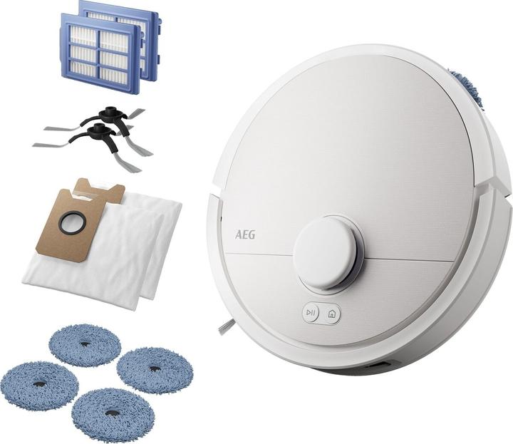 Actual product image AEG AR81UW3SW Saugroboter mit Wischfunktion, LiDAR und KI-Navigation, Präzise Hinderniserkennung, bi (Wiping pads (rotating))