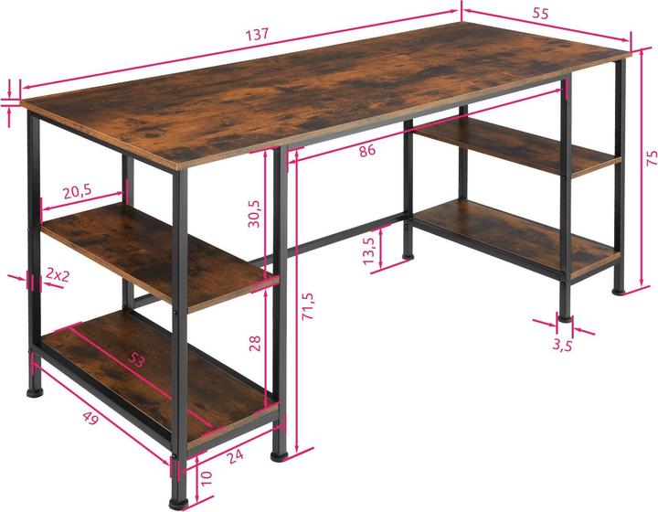 Image du produit tectake Bureau informatique Stoke (55 x 55 x 75 cm)