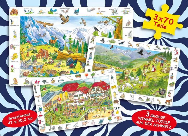 Produktbild Puzzlebox Schweiz mit 3 Wimmelpuzzles