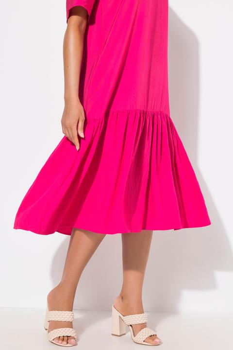 Produktbild Ulla Popken Midikleid, Volantsaum, A-Linie, V-Ausschnitt, Halbarm (46, 48)