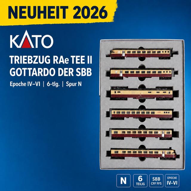 Kato Triebzug RAe TEE II Gottardo der SBB, Epoche IV-VI 6-tlg.