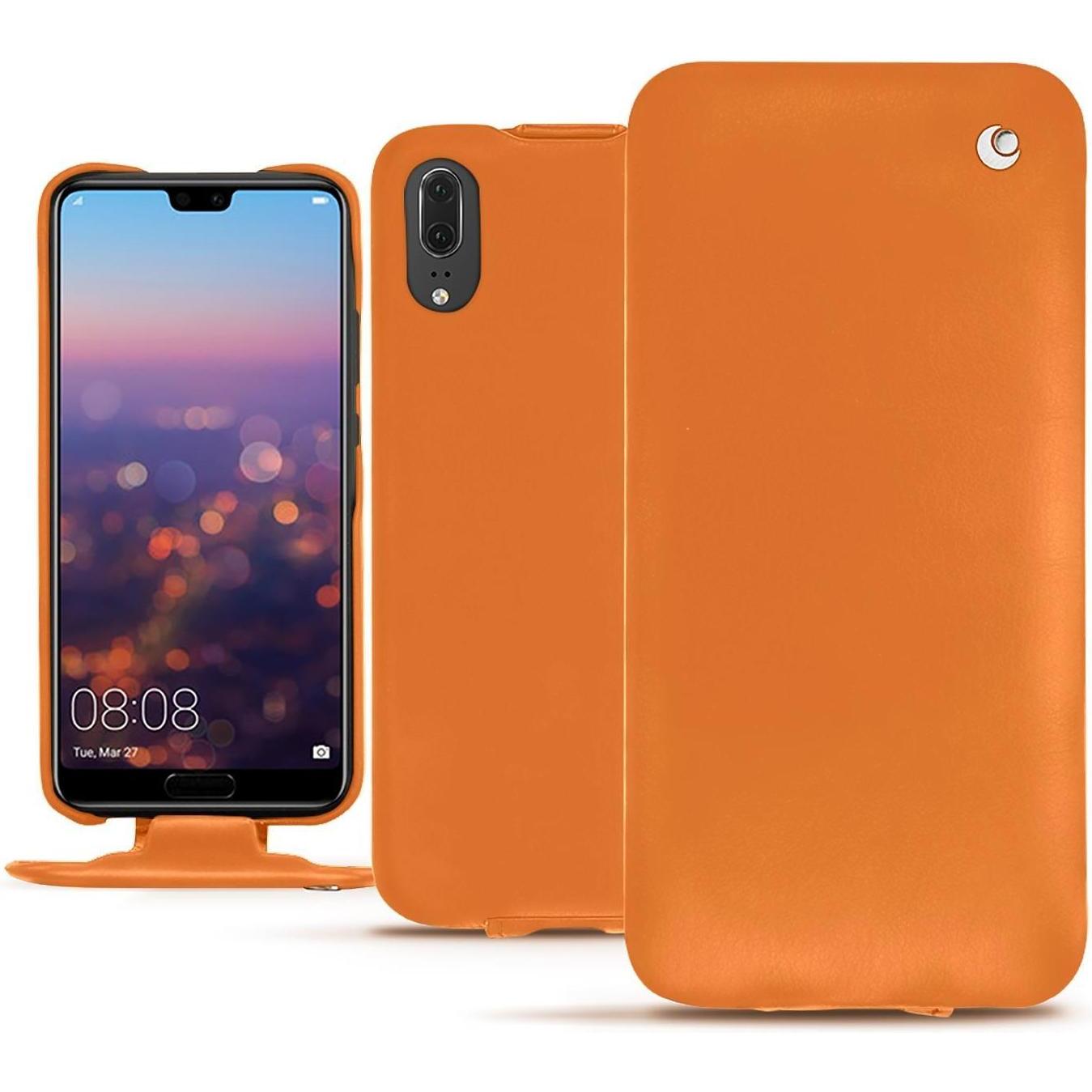 Thumbnail - Noreve Lederschutzhülle vertikal (Huawei P20), Smartphone Hülle, Orange